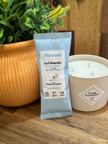 Berlingot recharge Gel douche en poudre à diluer - parfum fleur de coton