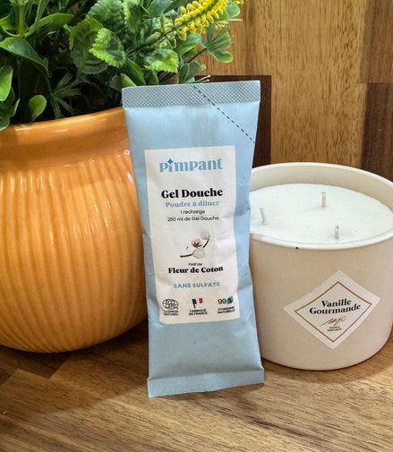 Berlingot recharge Gel douche en poudre à diluer - parfum fleur de coton