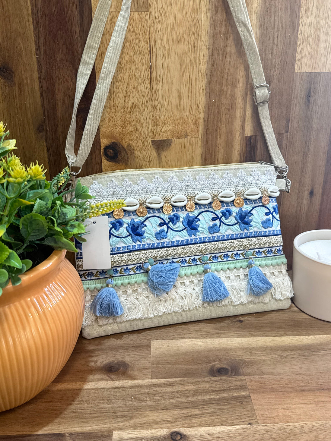 Pochette bohème Hyacinthe - bleu