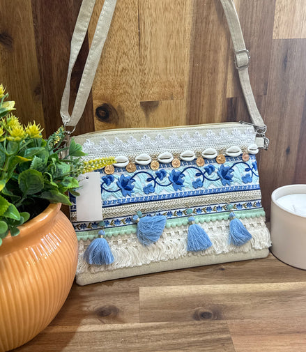 Pochette bohème Hyacinthe - bleu