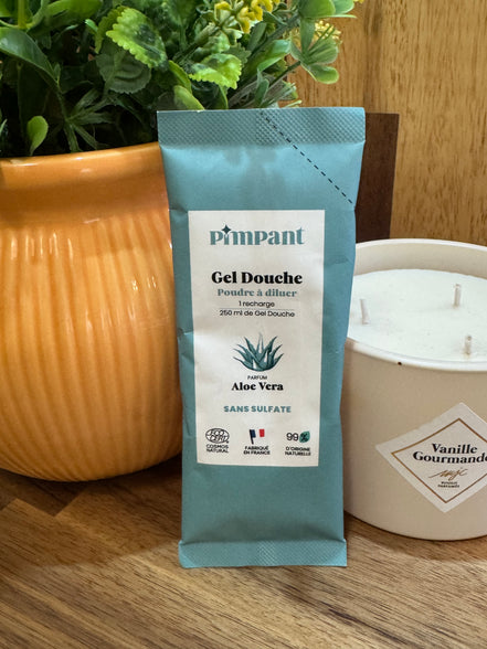 Berlingot recharge Gel douche en poudre à diluer - parfum Aloe Vera