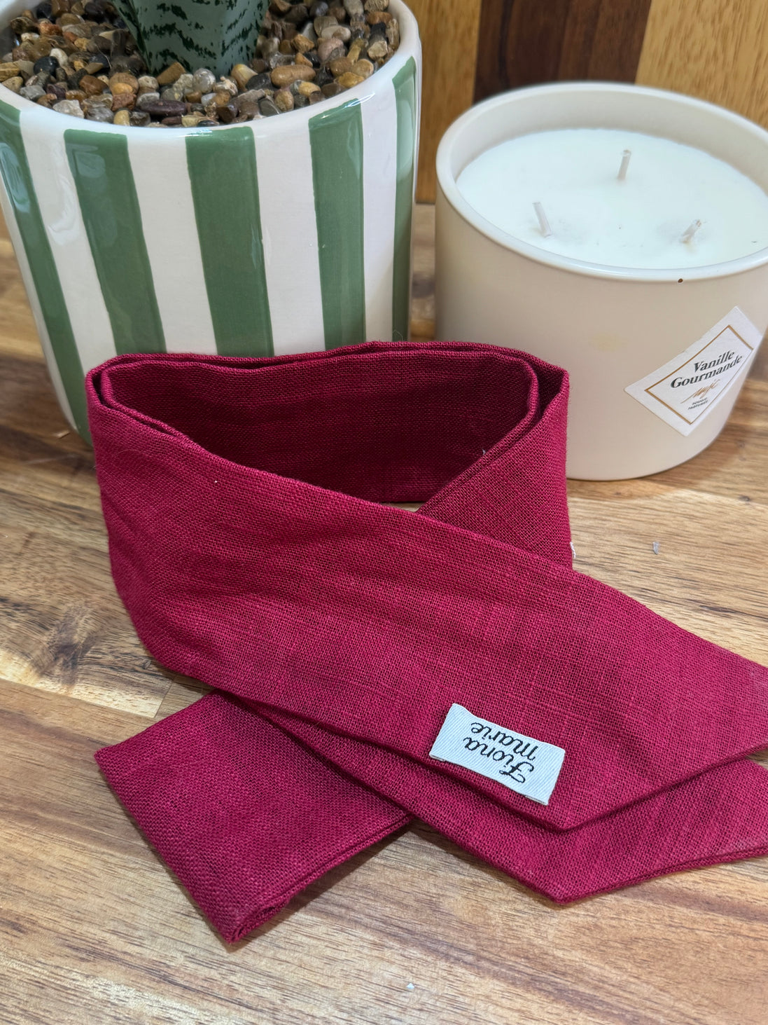 Bandeau en lin fait mains - Rouge