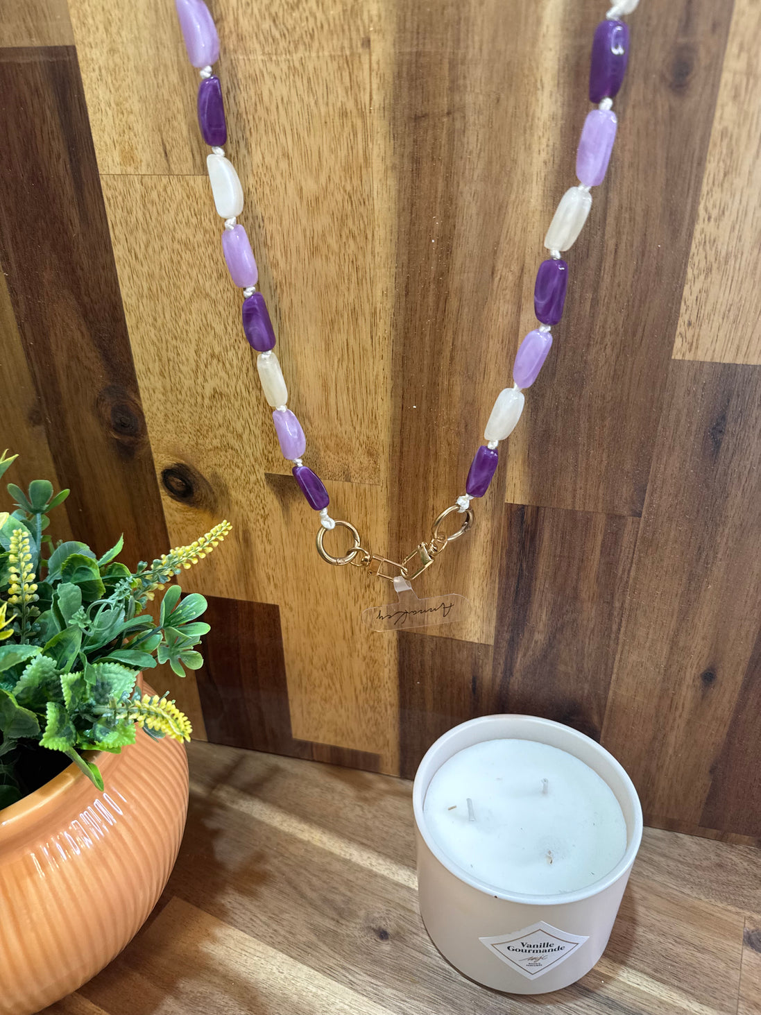 Chaine de téléphone - perles - Violet