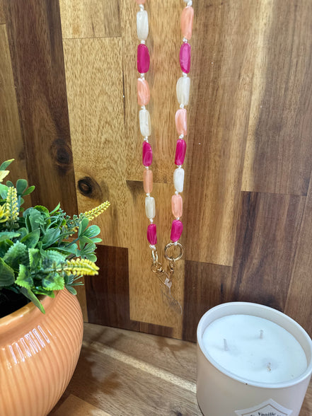 Chaine de téléphone - perles - Rose