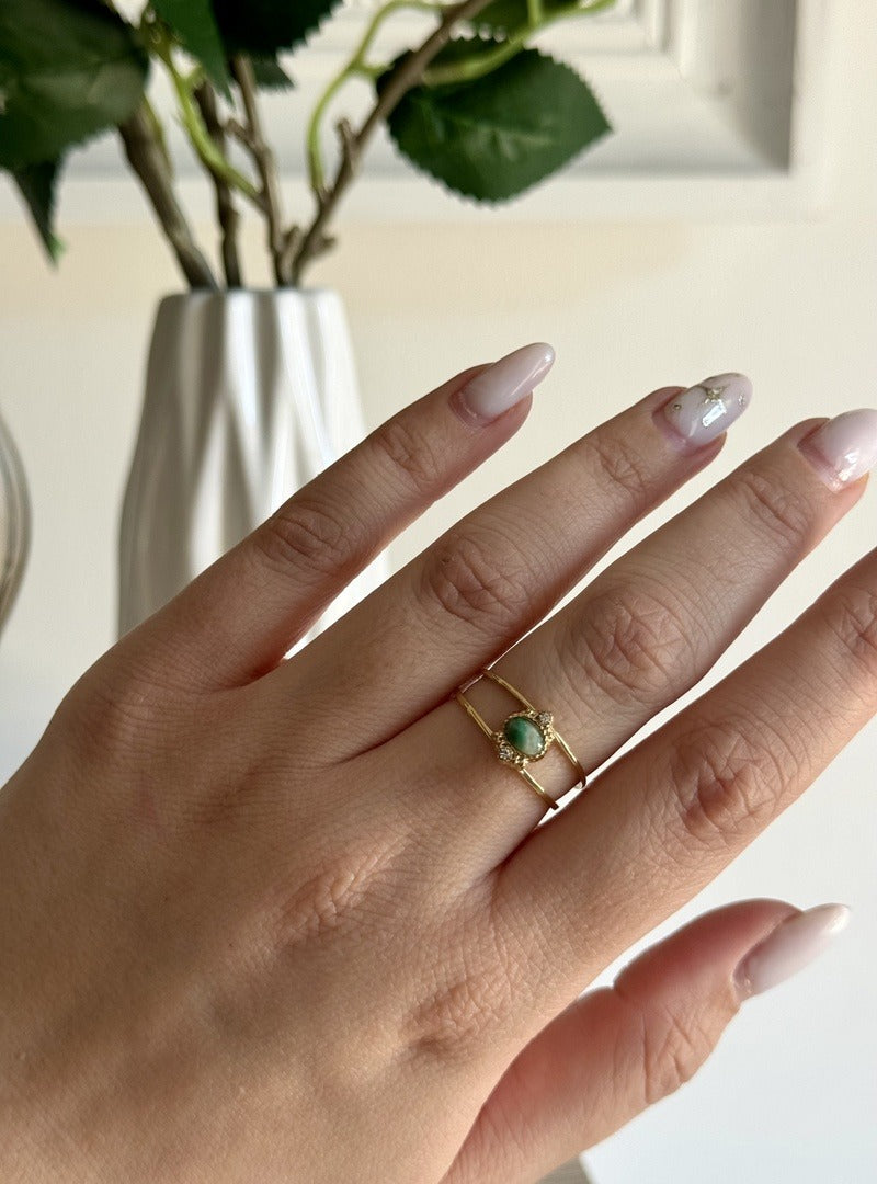 Bague Margot - pierre naturelle de Jaspe Vert