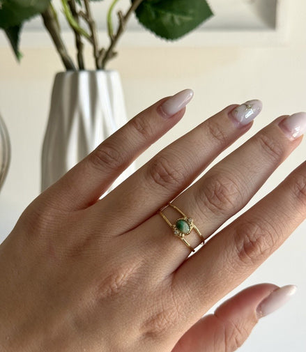 Bague Margot - pierre naturelle de Jaspe Vert