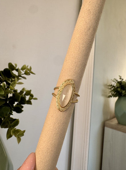 Bague Rafaelle - oeil de chat blanc