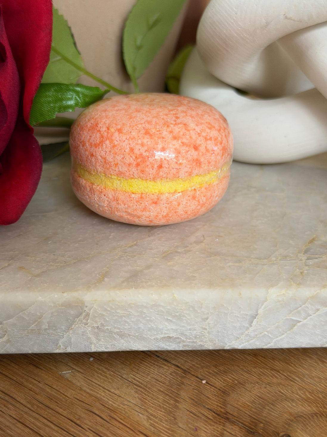 Macaron de bain effervescent parfum pêche