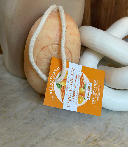 Savon Ovale sur Corde Carotte-Orange 200g