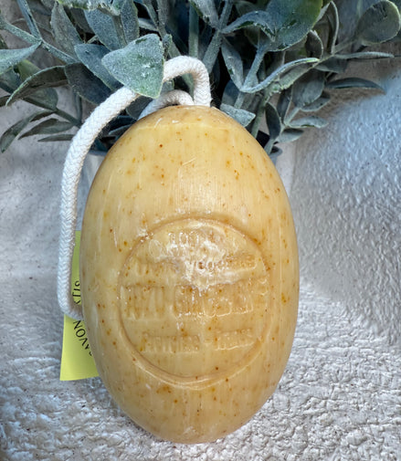 Savon sur corde Yuzu, Gingembre avec exfoliant écorce de citron 200g