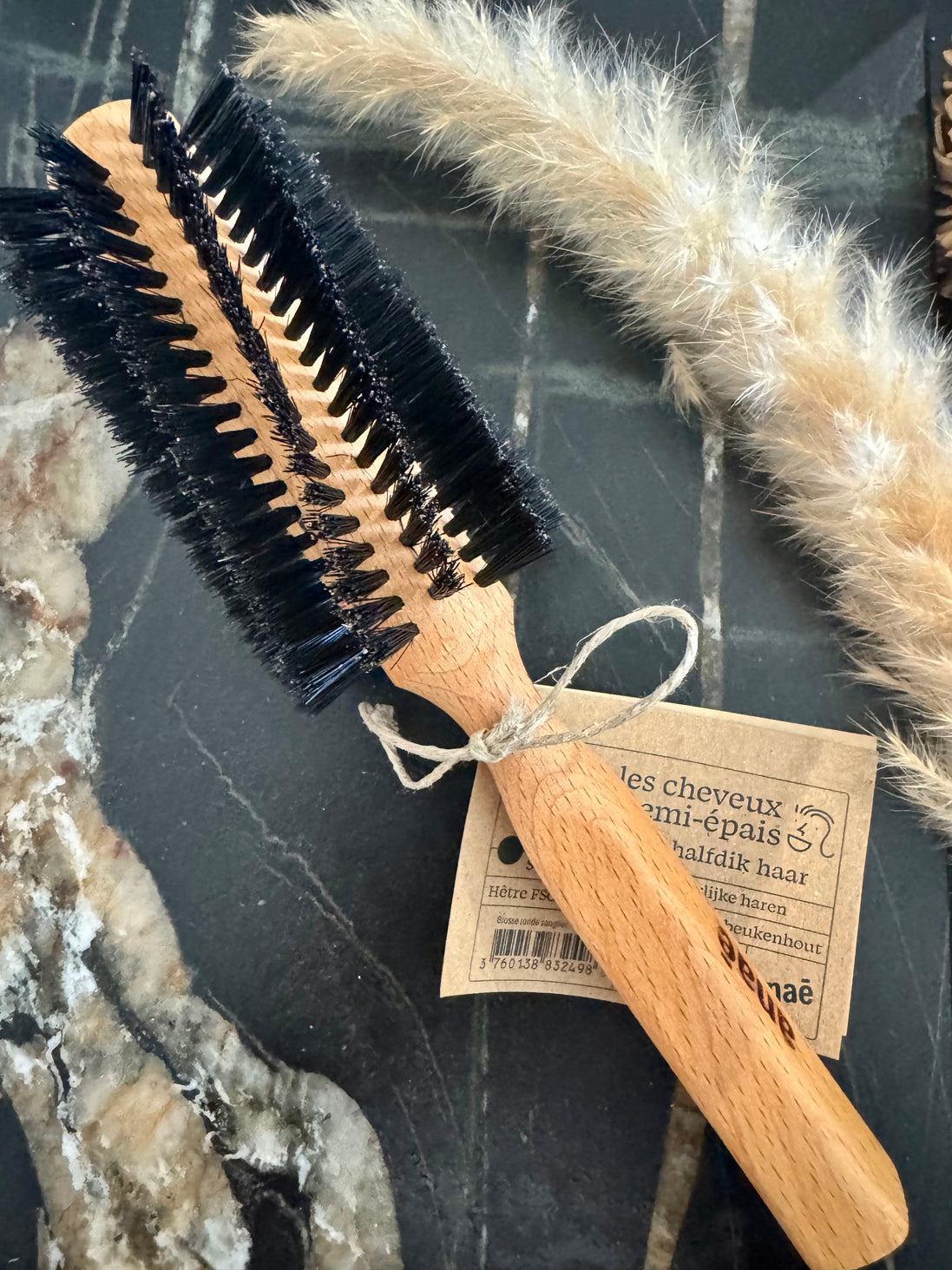 Brosse Cheveux Ronde - Bois Et Poils De Sanglier