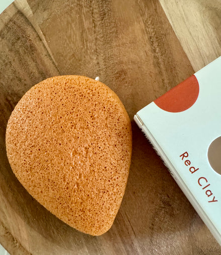 Éponge Konjac en forme de Goutte - Argile Rouge - Rajeunissante