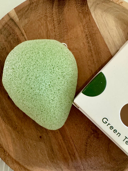 Éponge Konjac en forme de Goutte - Thé vert - Protectrice