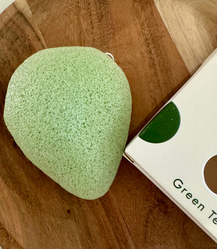 Éponge Konjac en forme de Goutte - Thé vert - Protectrice